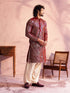 Men's Maroon Georgette Embellished Kurta Patiala Set